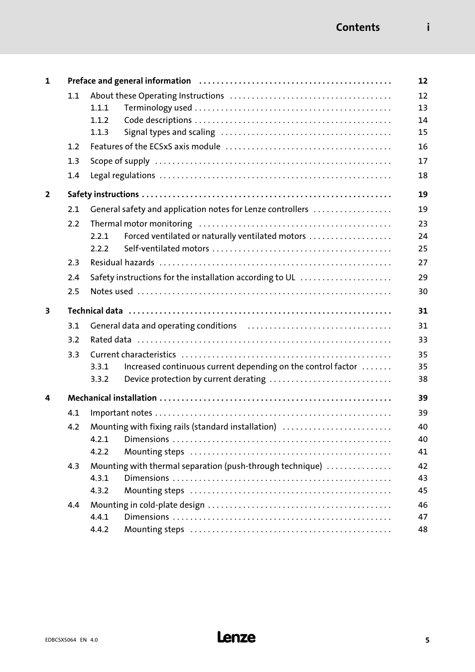 Lenze ECSCSxxx User Manual | Page 5 / 484