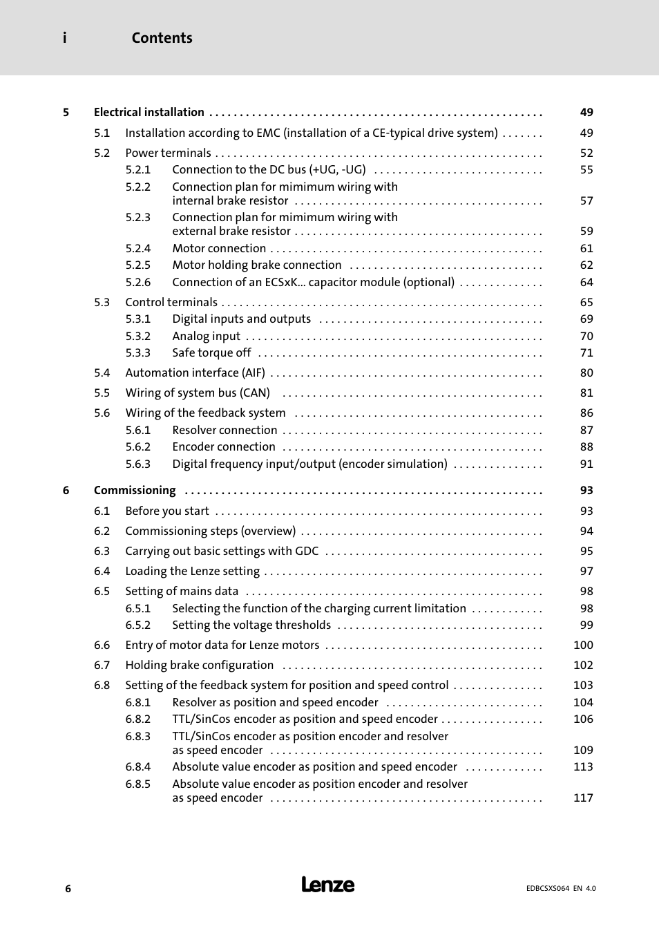 Contents i | Lenze ECSCSxxx User Manual | Page 6 / 484