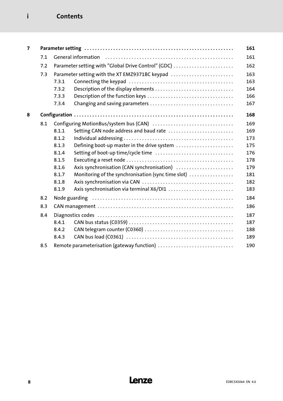 Contents i | Lenze ECSCSxxx User Manual | Page 8 / 484