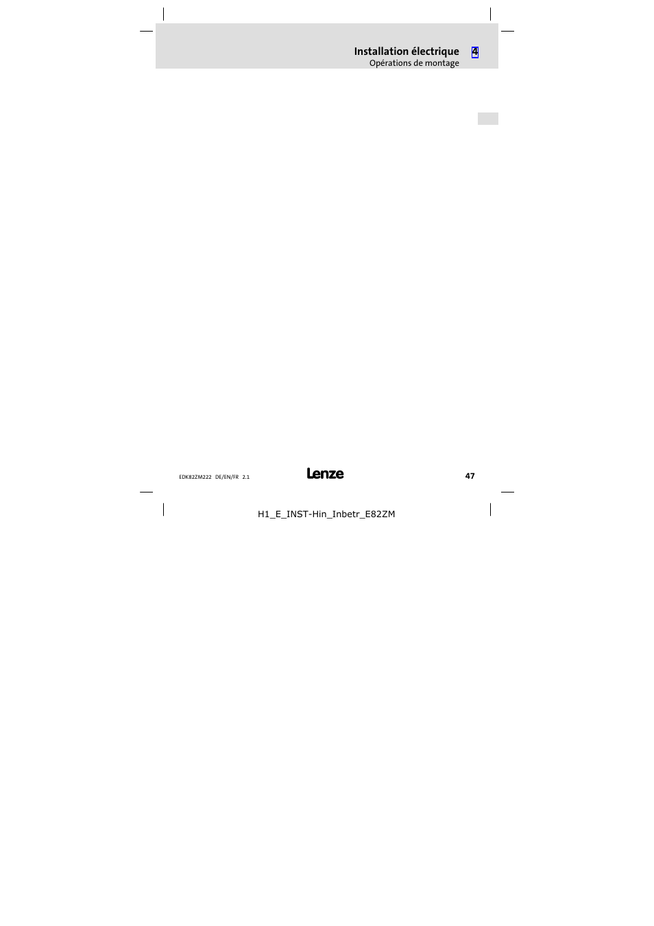 Lenze E82ZM222 Motor filter User Manual | Page 47 / 48