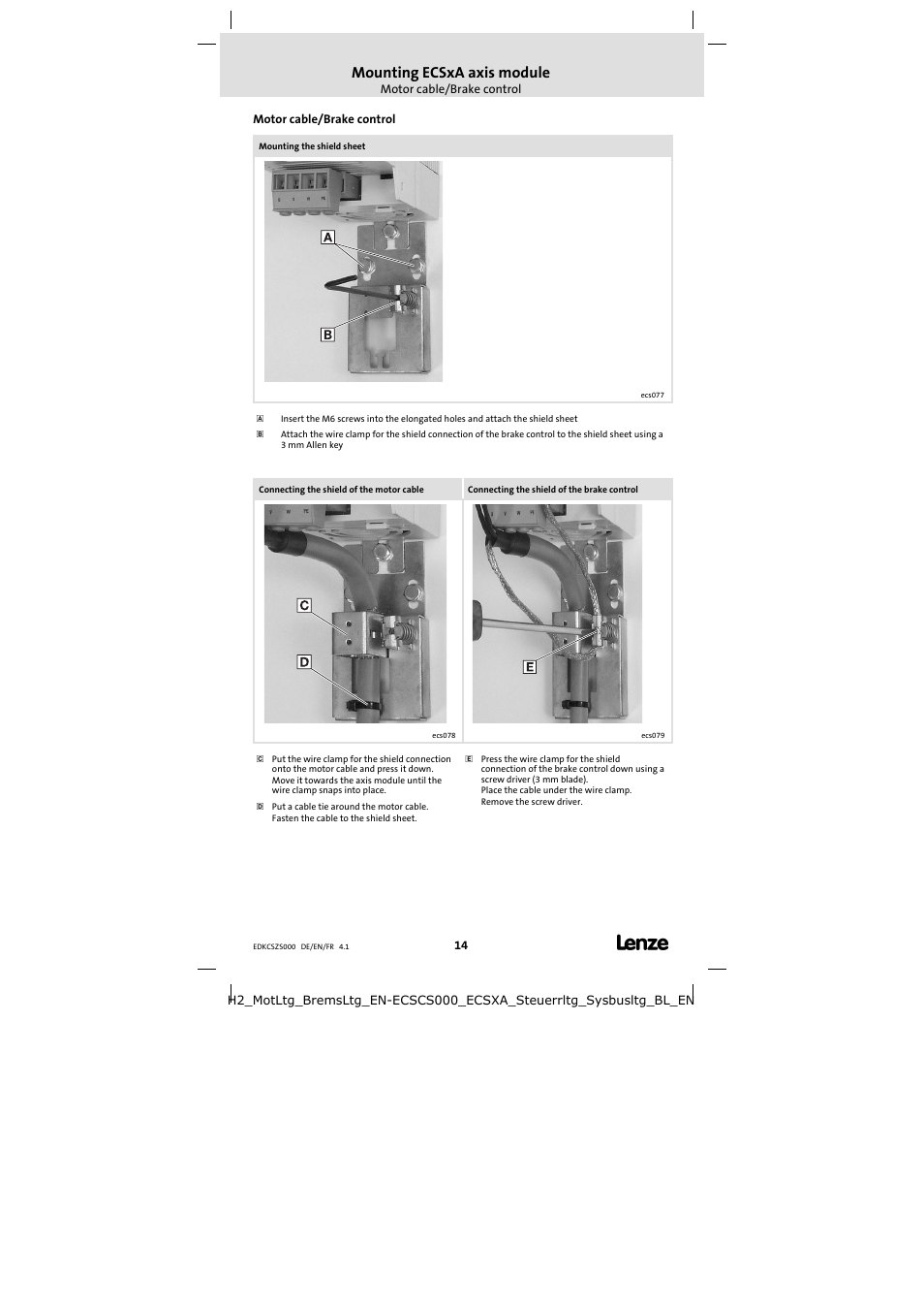 Mounting ecsxa axis module | Lenze ECSZS000X0B User Manual | Page 14 / 26