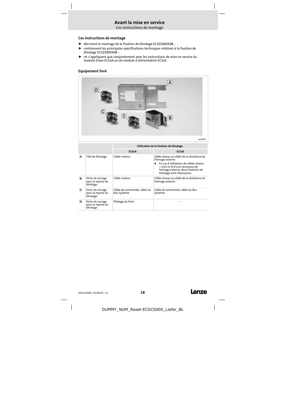 Avant la mise en service | Lenze ECSZS000X0B User Manual | Page 18 / 26