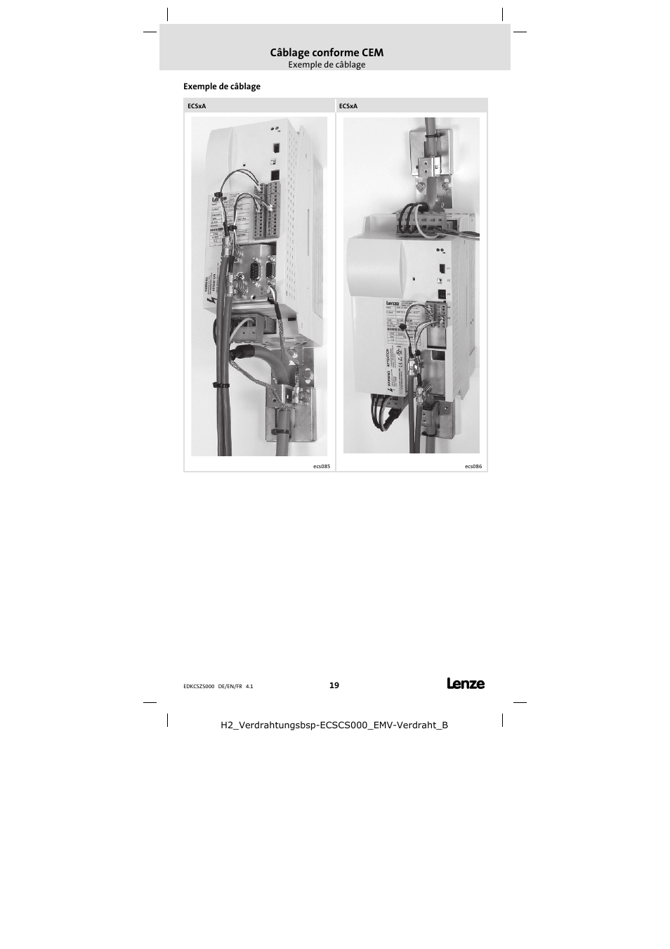 Câblage conforme cem | Lenze ECSZS000X0B User Manual | Page 19 / 26