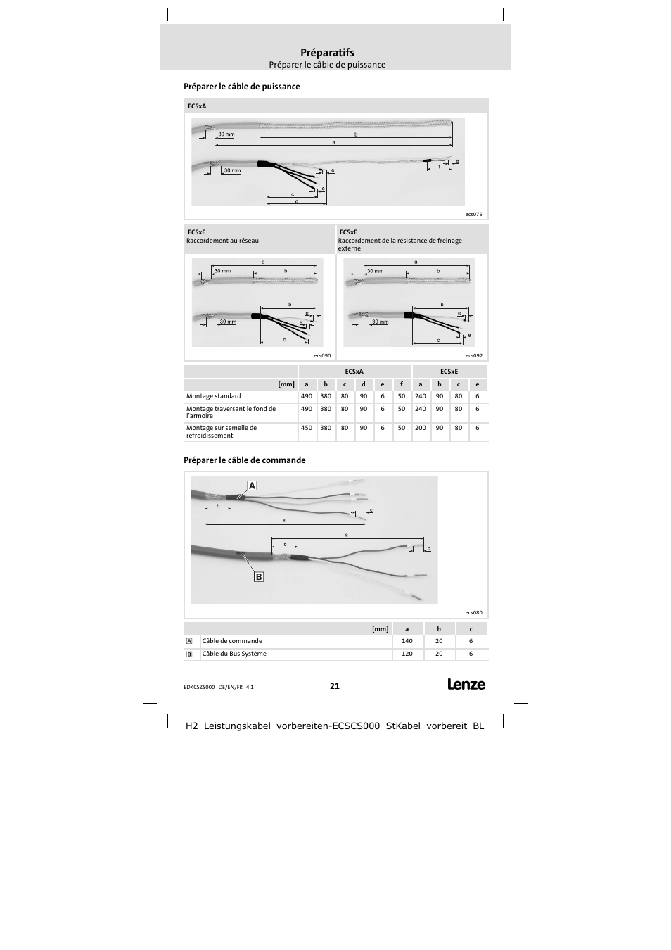 Préparatifs | Lenze ECSZS000X0B User Manual | Page 21 / 26