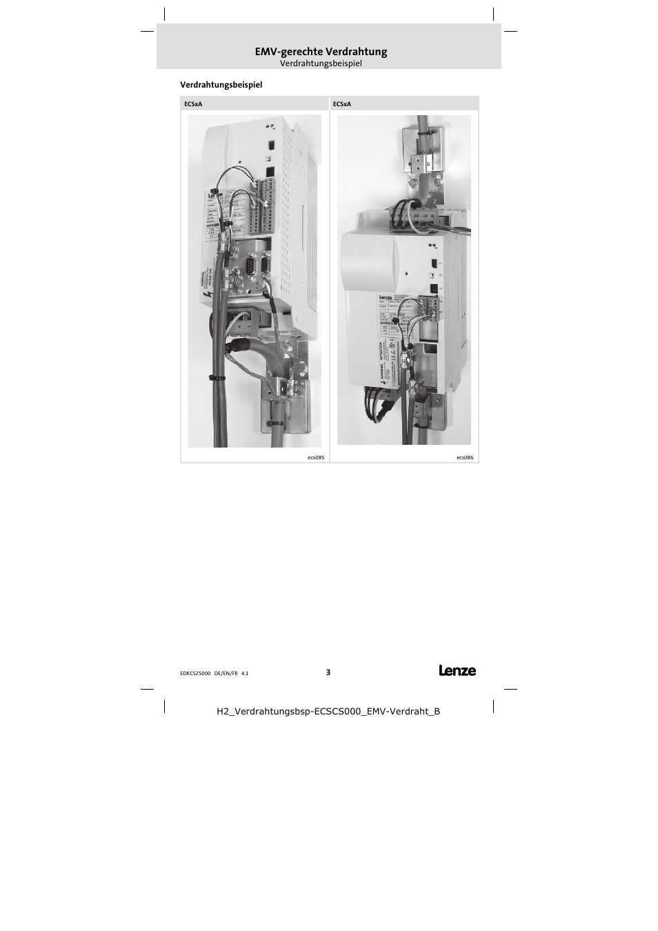 Emv-gerechte verdrahtung | Lenze ECSZS000X0B User Manual | Page 3 / 26