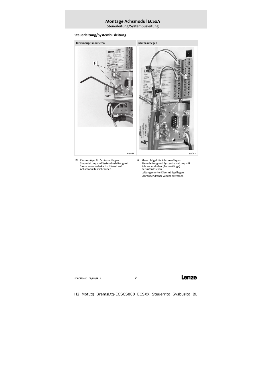 Montage achsmodul ecsxa | Lenze ECSZS000X0B User Manual | Page 7 / 26