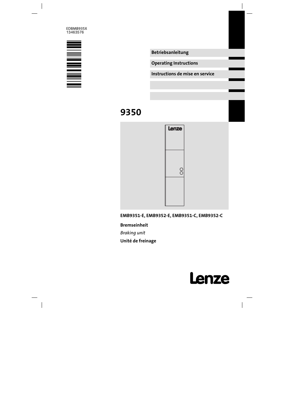 Lenze EMB9352−C User Manual | 174 pages