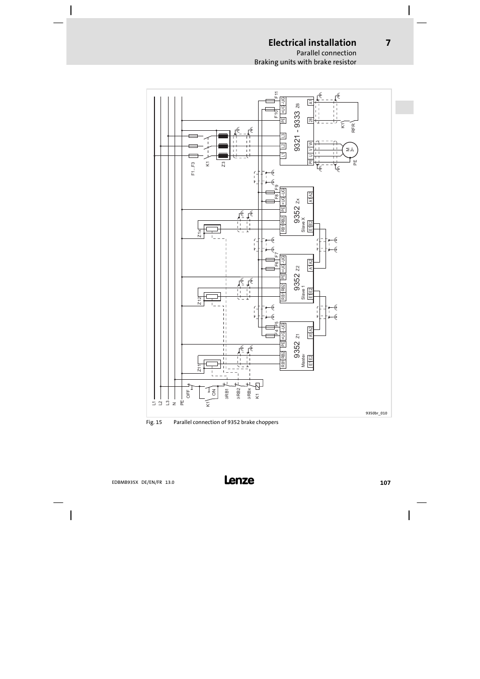 Electrical installation | Lenze EMB9352−C User Manual | Page 107 / 174