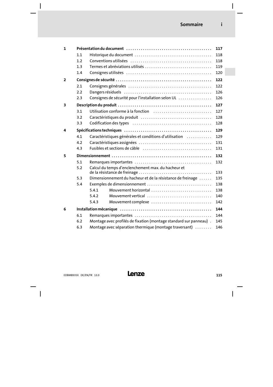 Sommaire | Lenze EMB9352−C User Manual | Page 115 / 174