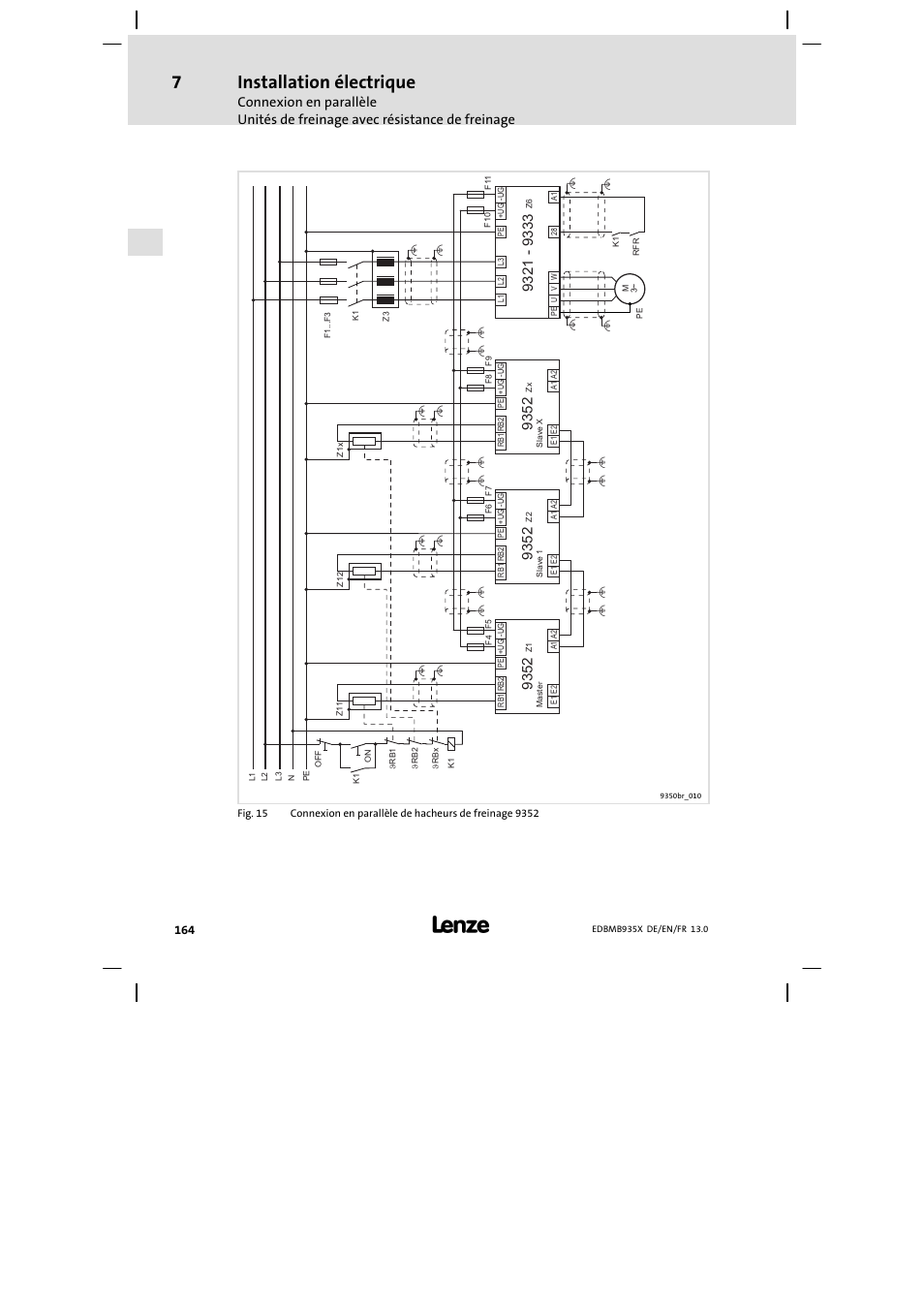 Installation électrique | Lenze EMB9352−C User Manual | Page 164 / 174