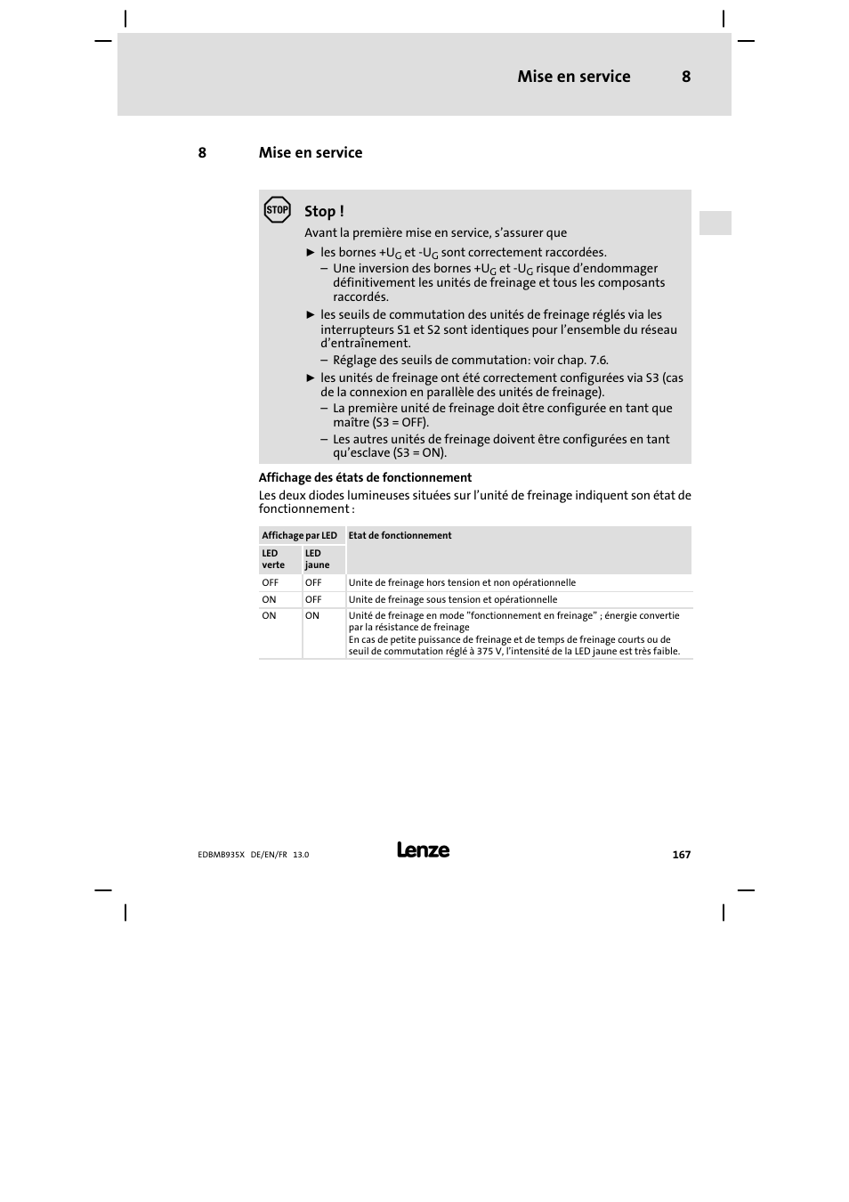 Mise en service, Mise en service 8 | Lenze EMB9352−C User Manual | Page 167 / 174