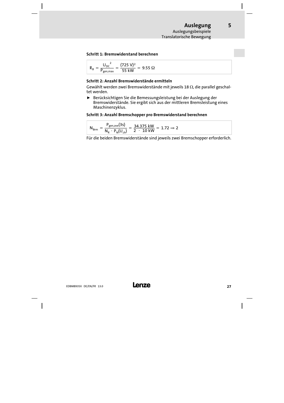 Auslegung | Lenze EMB9352−C User Manual | Page 27 / 174