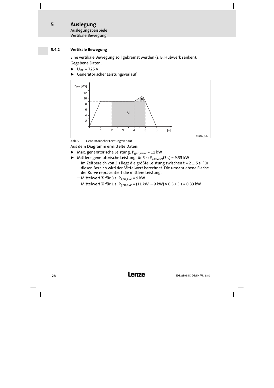 Vertikale bewegung, Auslegung | Lenze EMB9352−C User Manual | Page 28 / 174