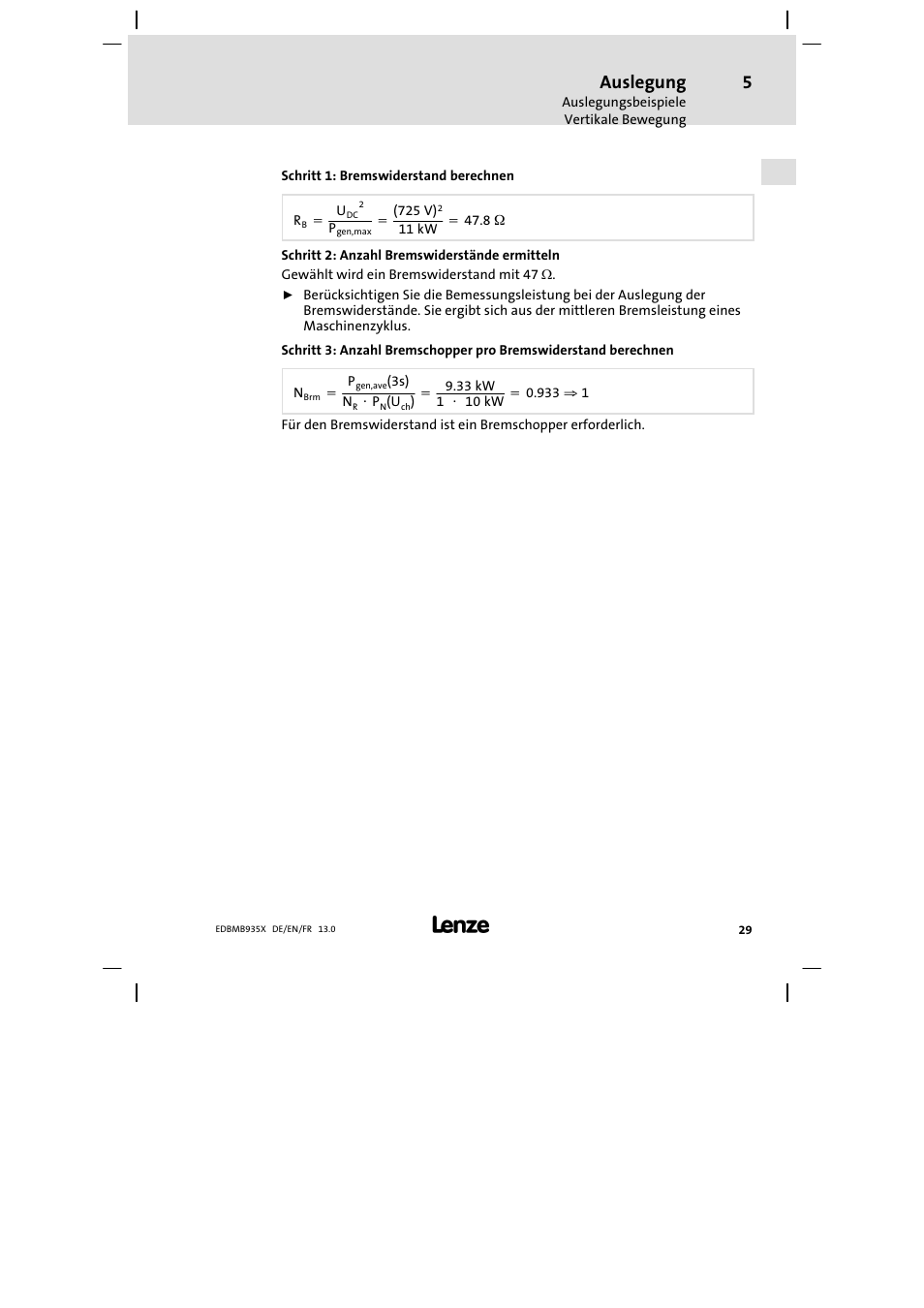 Auslegung | Lenze EMB9352−C User Manual | Page 29 / 174