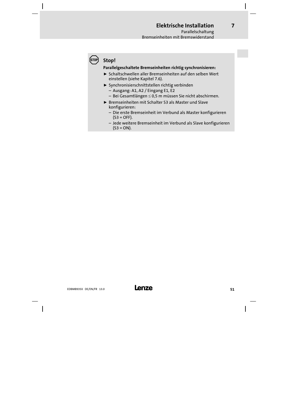 Elektrische installation | Lenze EMB9352−C User Manual | Page 51 / 174