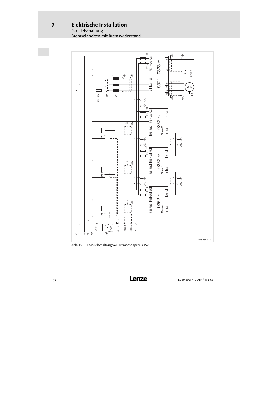 Elektrische installation | Lenze EMB9352−C User Manual | Page 52 / 174