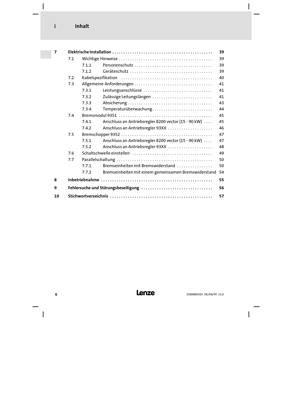 Lenze EMB9352−C User Manual | Page 6 / 174