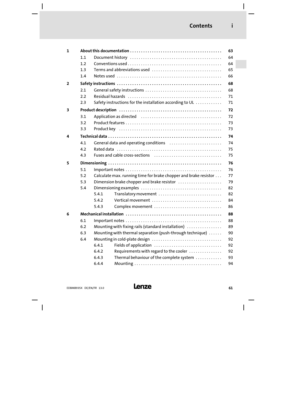 Lenze EMB9352−C User Manual | Page 61 / 174
