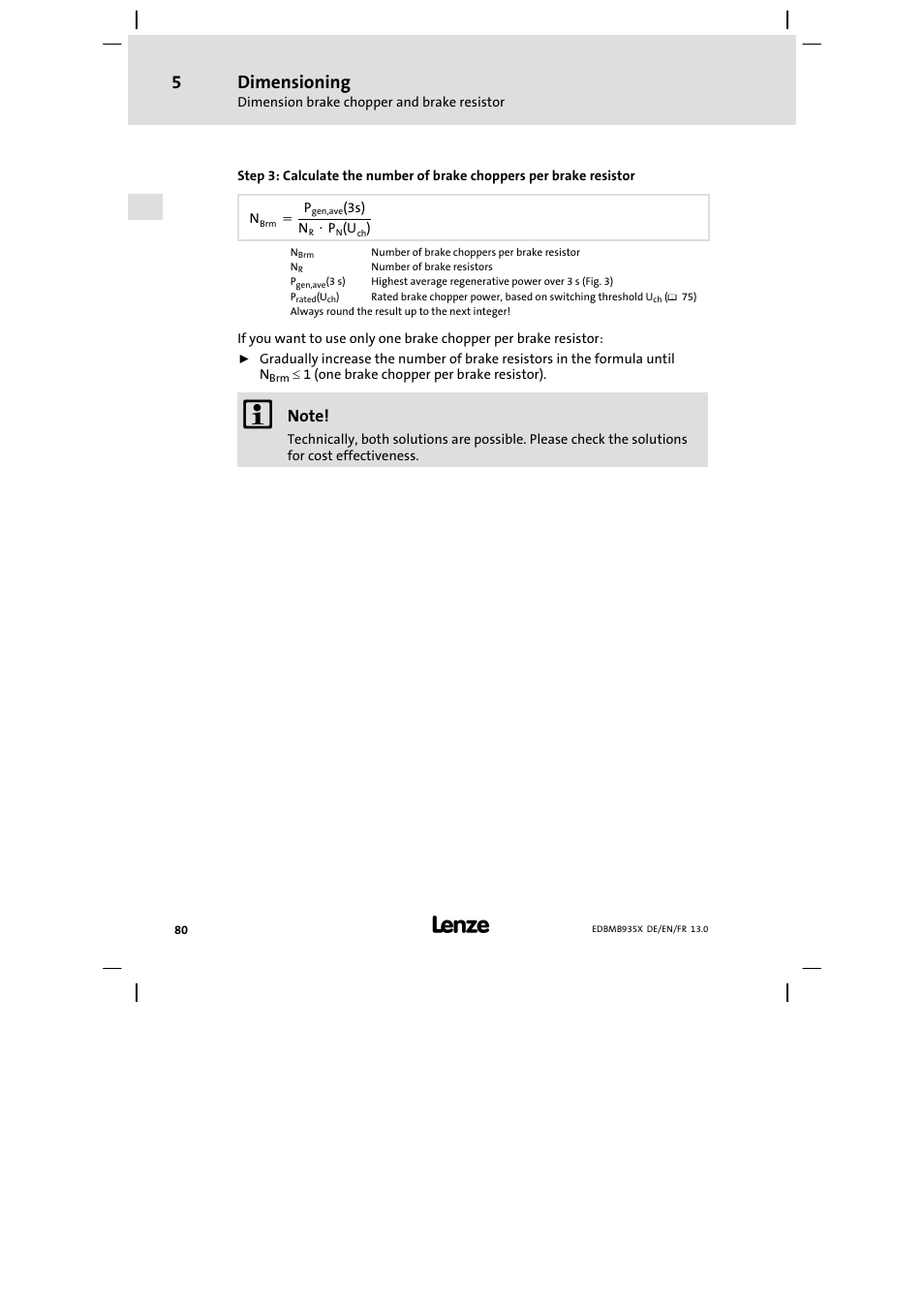 Dimensioning | Lenze EMB9352−C User Manual | Page 80 / 174