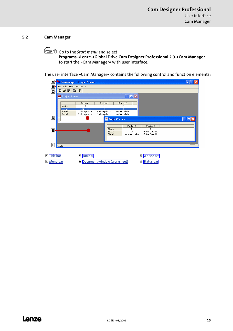 2 cam manager, Cam designer professional | Lenze Cam Designer Professional User Manual | Page 15 / 53