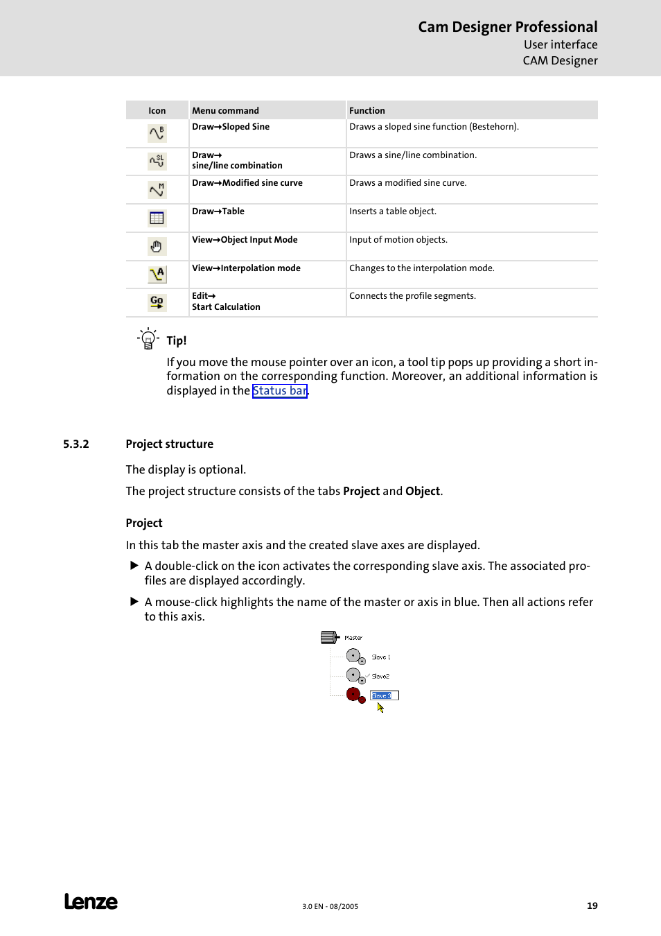 2 project structure, Project structure, Cam designer professional | Lenze Cam Designer Professional User Manual | Page 19 / 53