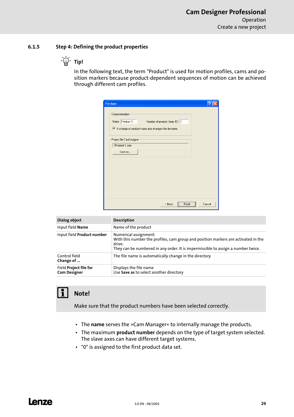 5 step 4: defining the product properties, Cam designer professional | Lenze Cam Designer Professional User Manual | Page 29 / 53