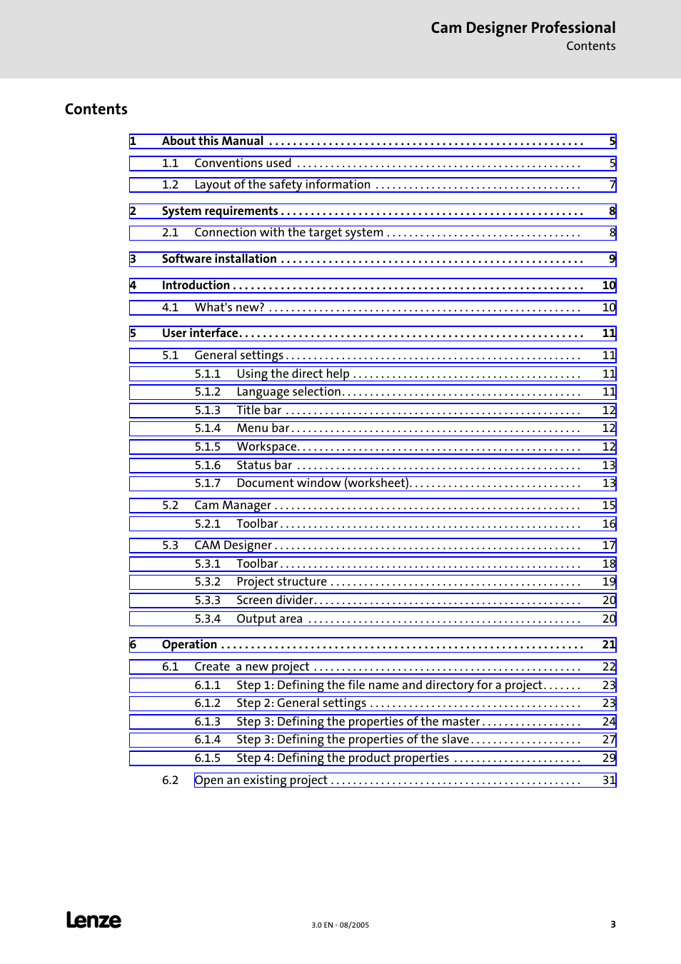Lenze Cam Designer Professional User Manual | Page 3 / 53
