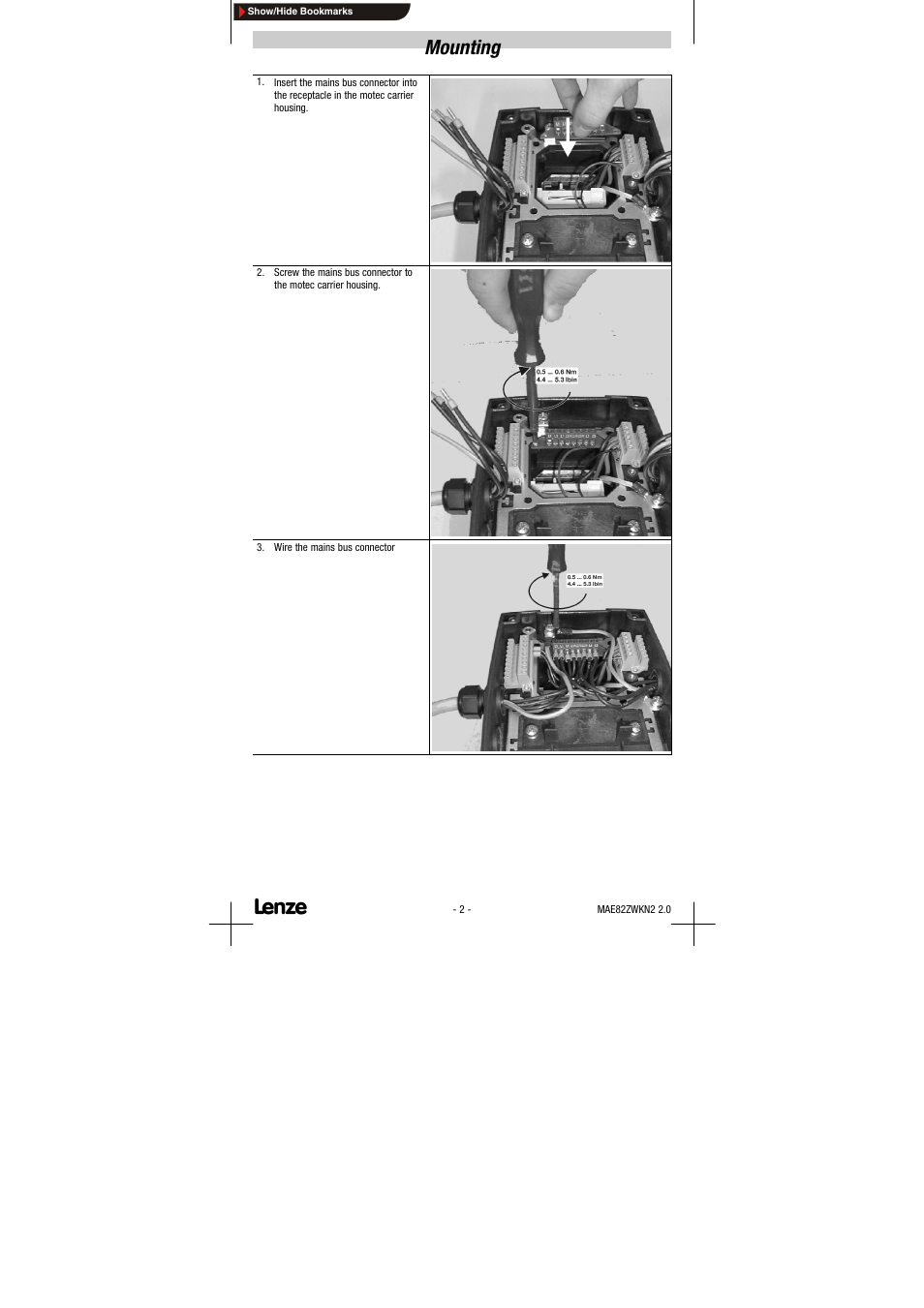 Mounting | Lenze E82ZWKN2 User Manual | Page 4 / 6
