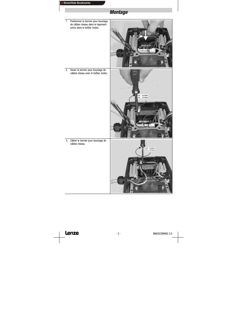 Montage | Lenze E82ZWKN2 User Manual | Page 6 / 6