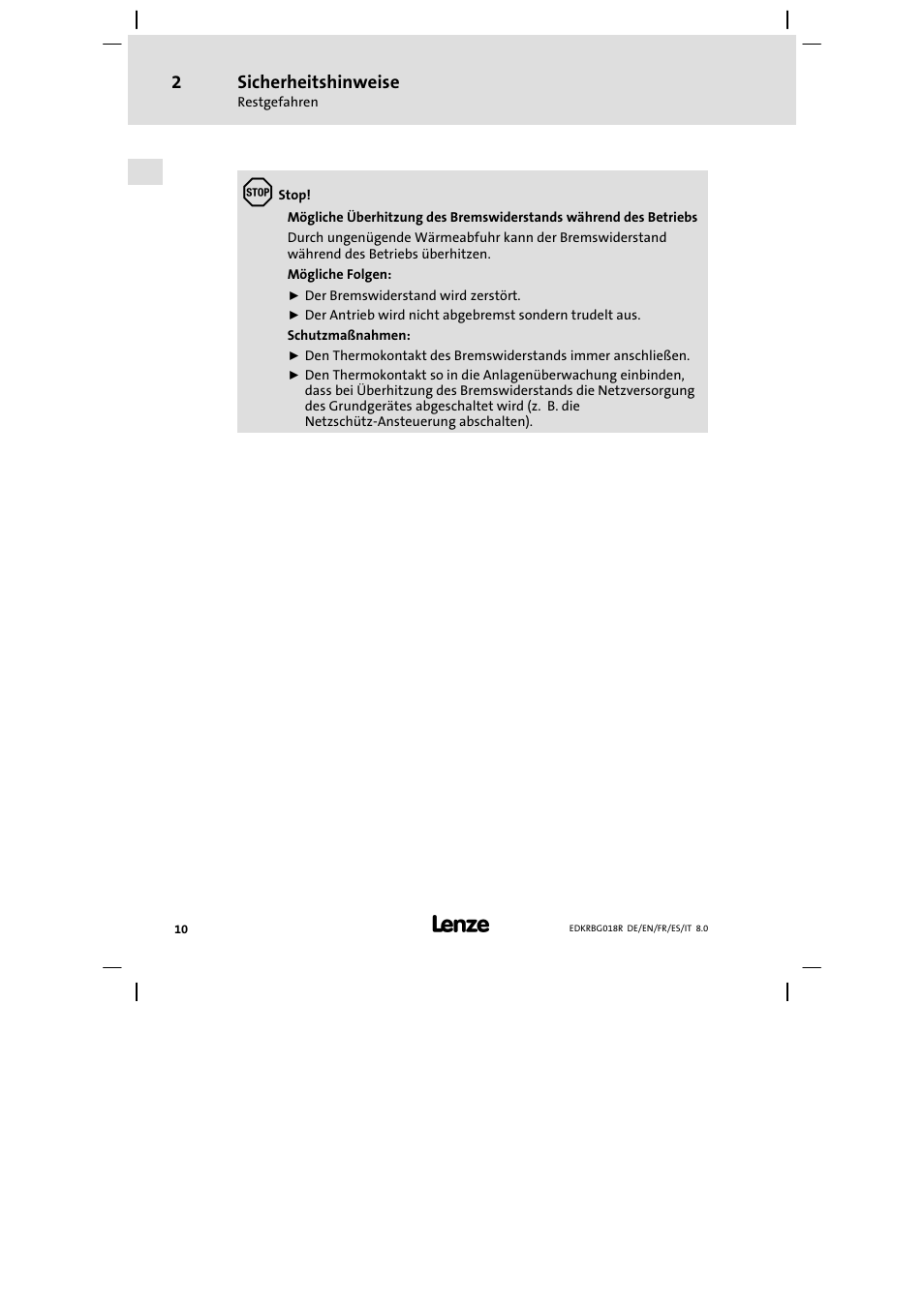 Lenze ERBGxxxxxxxx User Manual | Page 10 / 134
