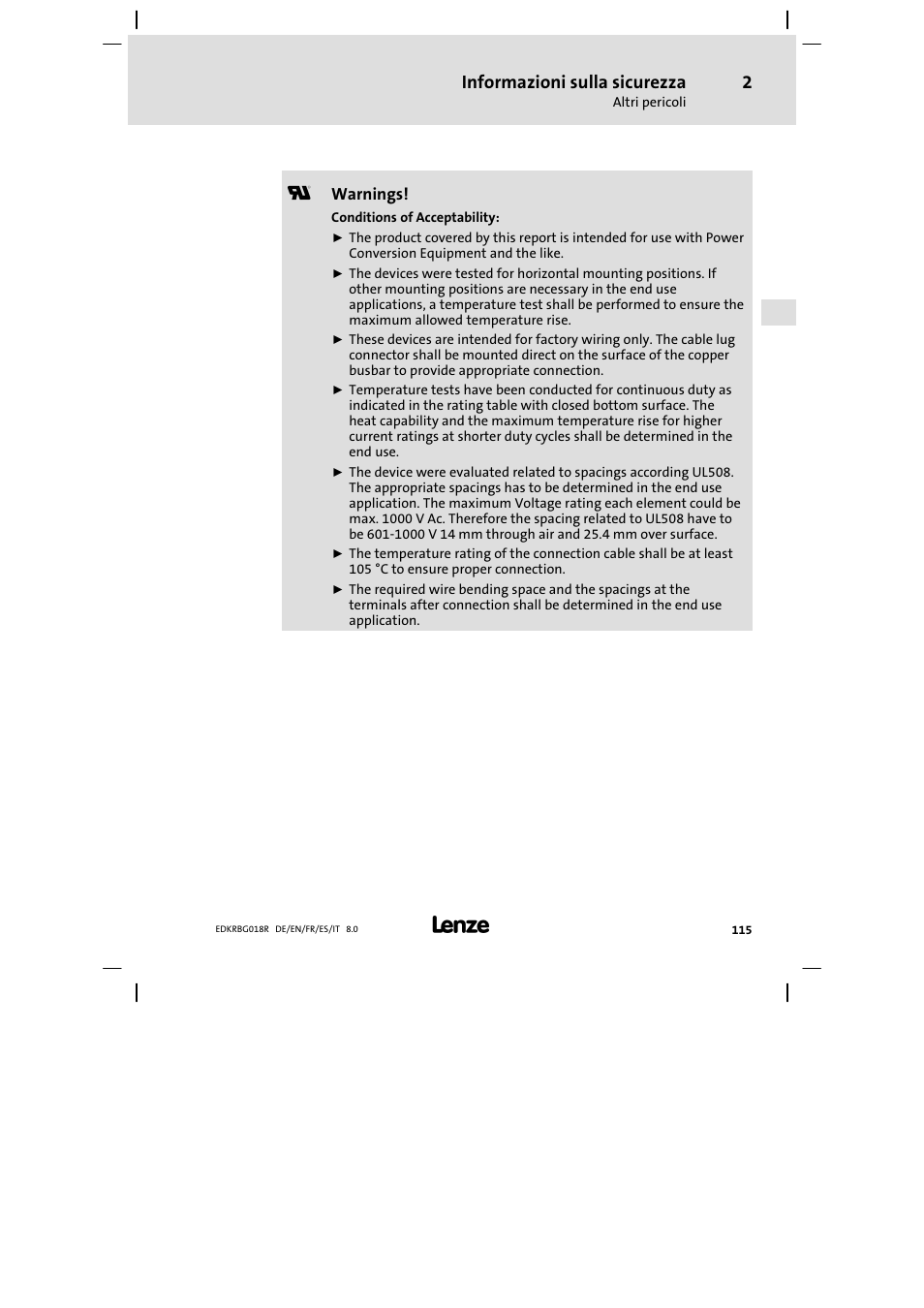 Informazioni sulla sicurezza | Lenze ERBGxxxxxxxx User Manual | Page 115 / 134