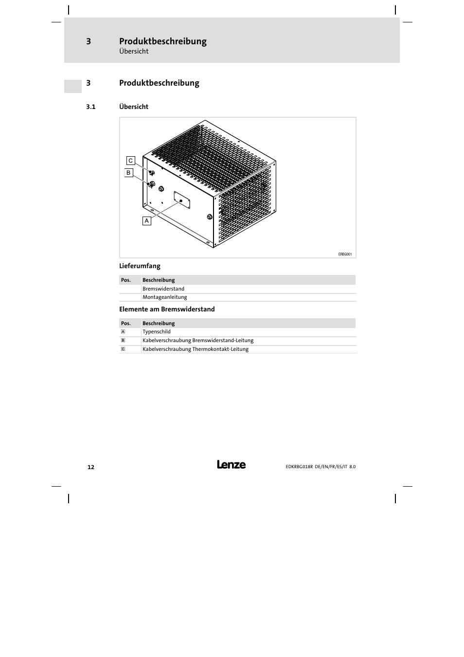 Produktbeschreibung, Übersicht | Lenze ERBGxxxxxxxx User Manual | Page 12 / 134