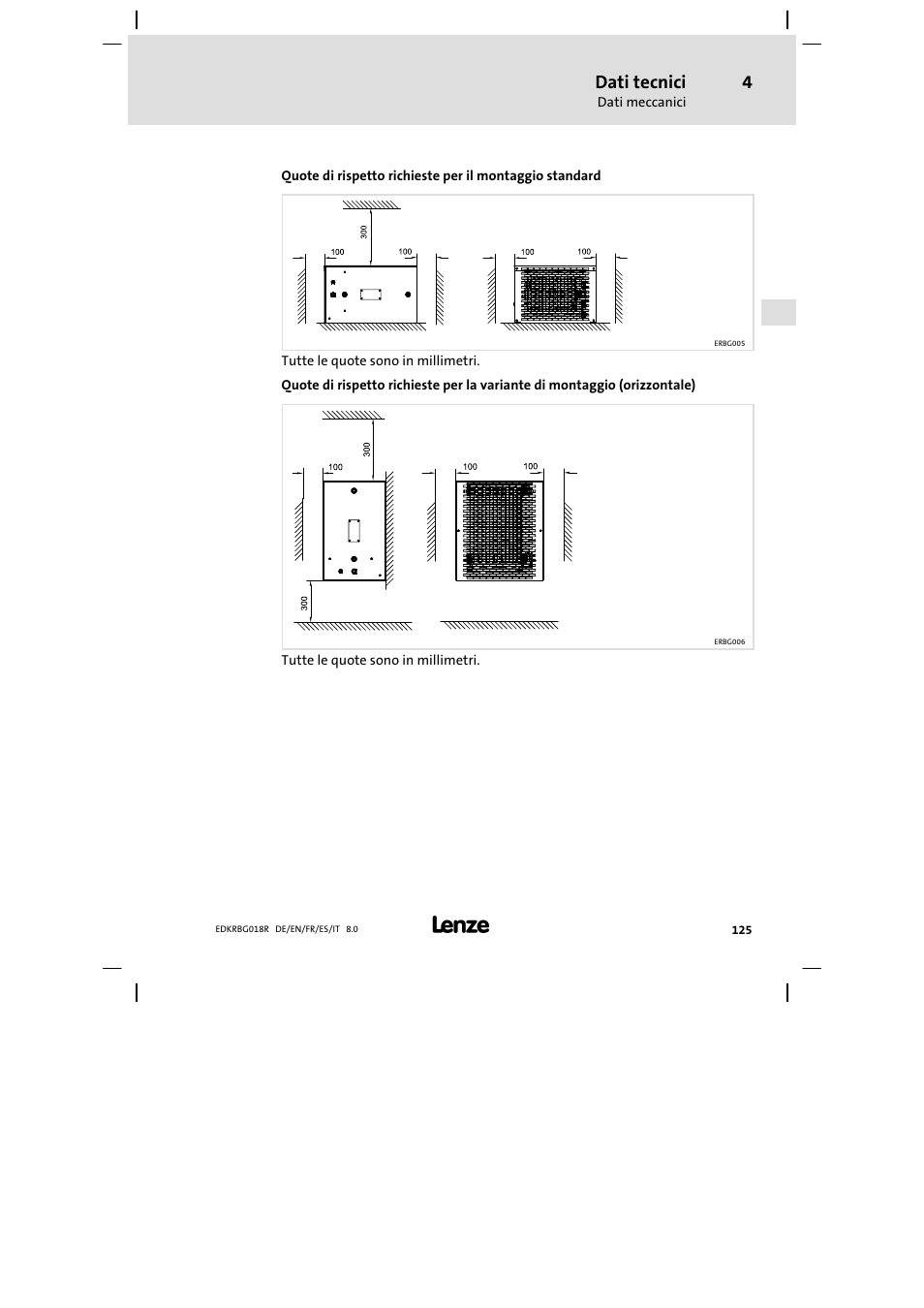 Dati tecnici | Lenze ERBGxxxxxxxx User Manual | Page 125 / 134