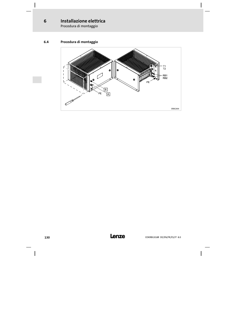 Procedura di montaggio | Lenze ERBGxxxxxxxx User Manual | Page 130 / 134