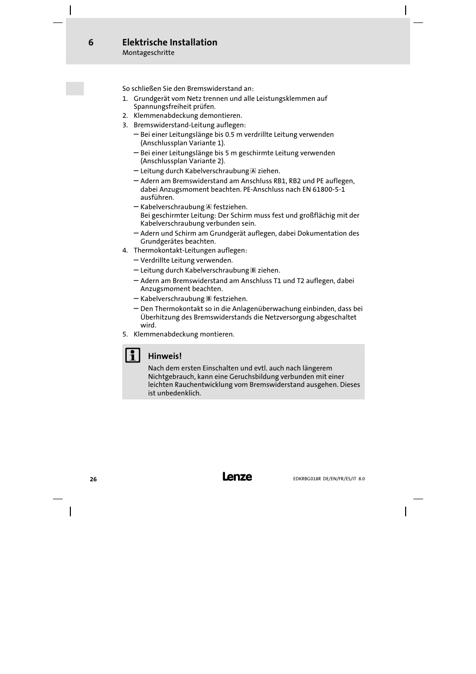 Lenze ERBGxxxxxxxx User Manual | Page 26 / 134