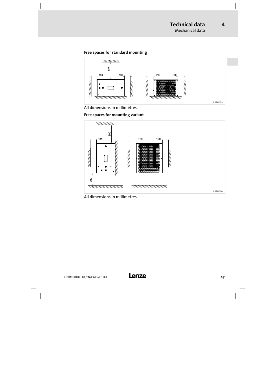 Technical data | Lenze ERBGxxxxxxxx User Manual | Page 47 / 134