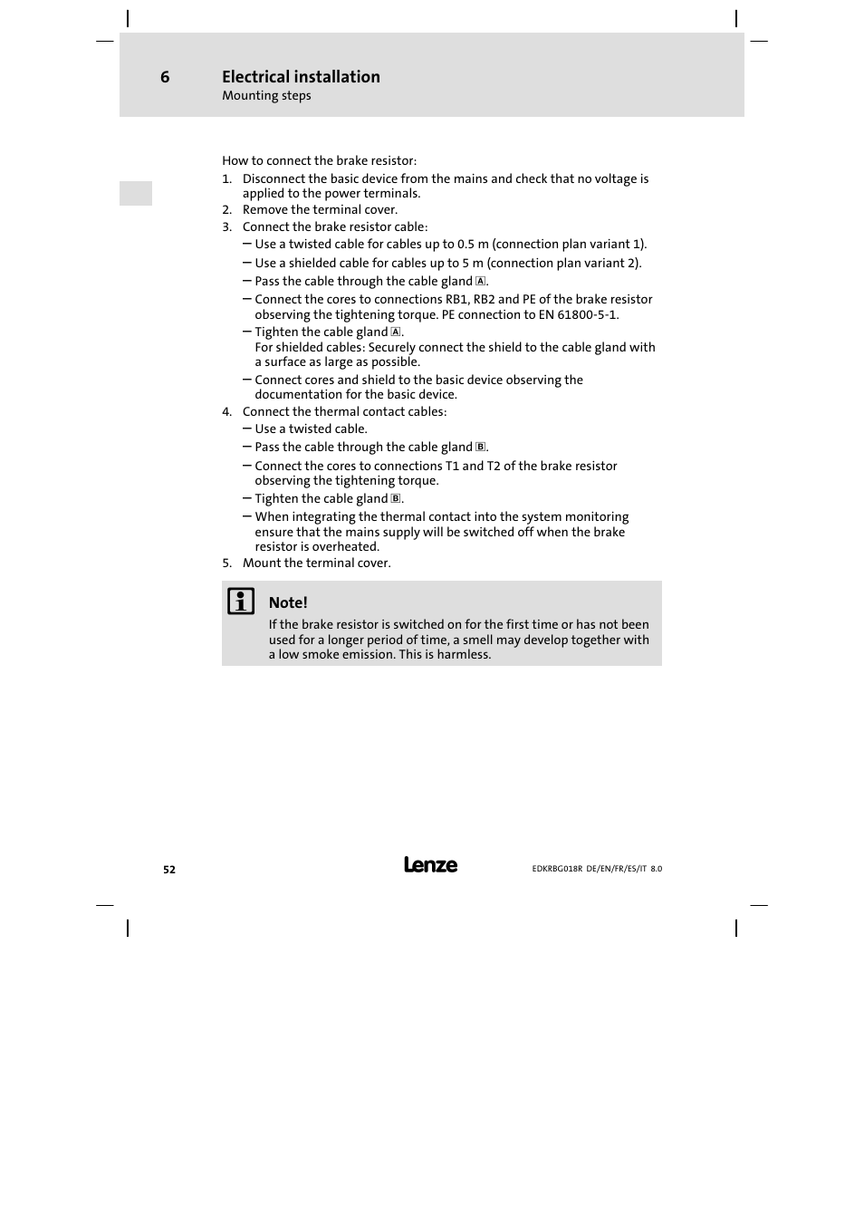 Lenze ERBGxxxxxxxx User Manual | Page 52 / 134