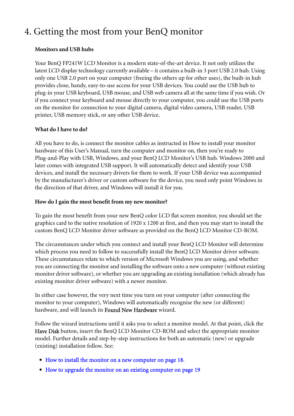 Getting the most from your benq monitor, Ion 4 | BenQ FP241W User Manual | Page 16 / 46