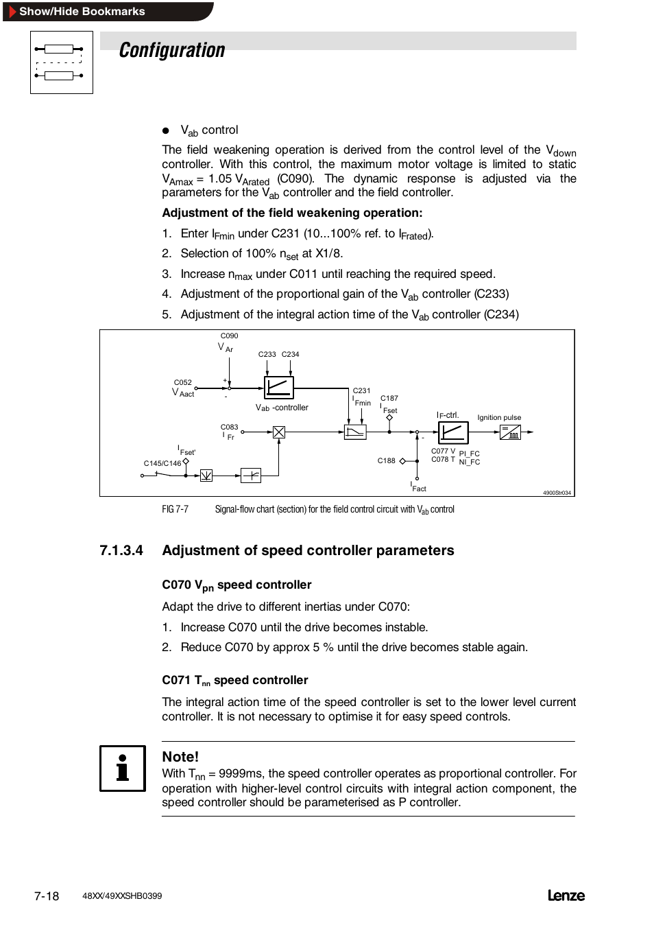 4 adjustment of speed controller parameters, Configuration | Lenze EDS4900U-REG User Manual | Page 109 / 342
