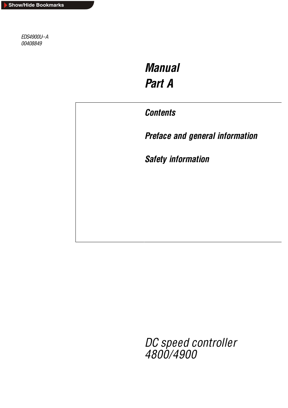 Part a, Manual part a | Lenze EDS4900U-REG User Manual | Page 11 / 342