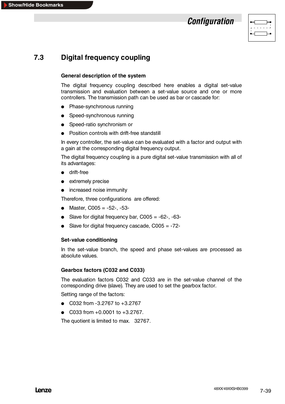 3 digital frequency coupling, Configuration | Lenze EDS4900U-REG User Manual | Page 130 / 342