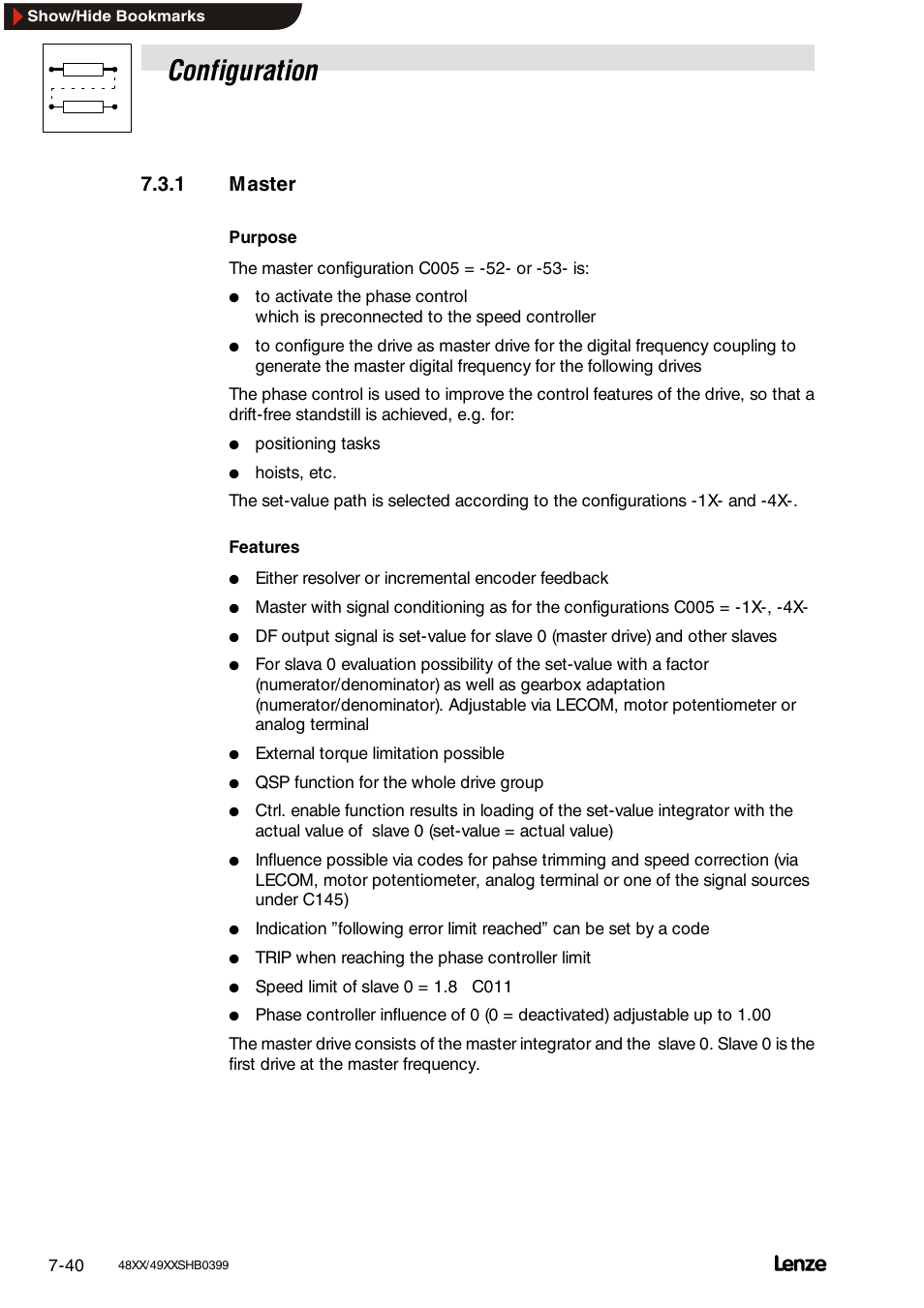 1 master, Configuration | Lenze EDS4900U-REG User Manual | Page 131 / 342