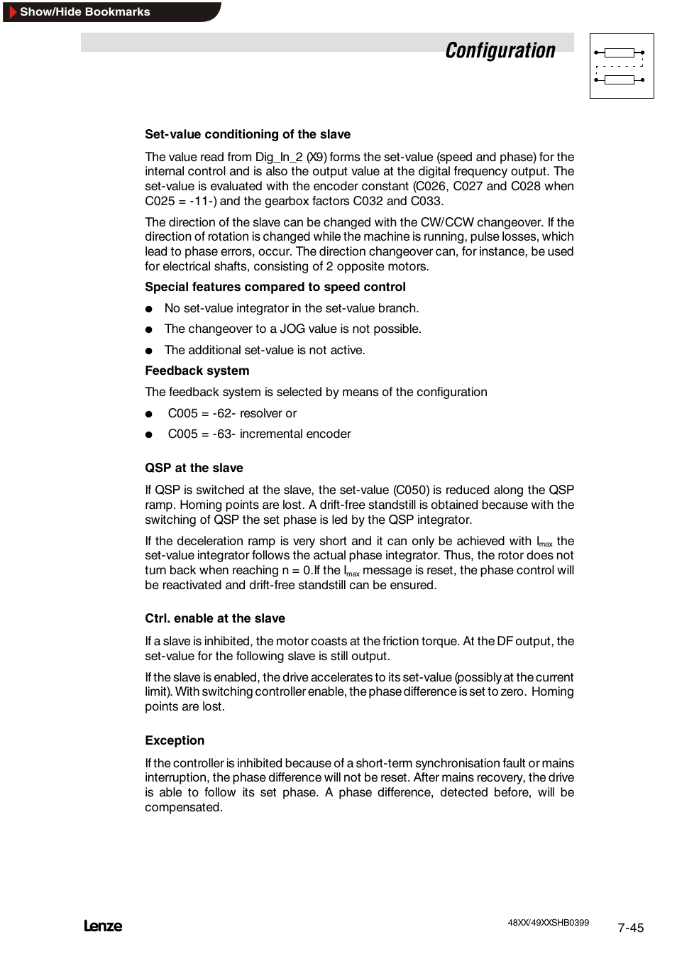 Phase synchronisation, Configuration | Lenze EDS4900U-REG User Manual | Page 136 / 342