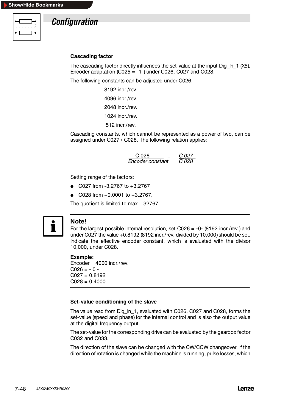 Additional control functions, Redundant actual value feedback, Configuration | Lenze EDS4900U-REG User Manual | Page 139 / 342