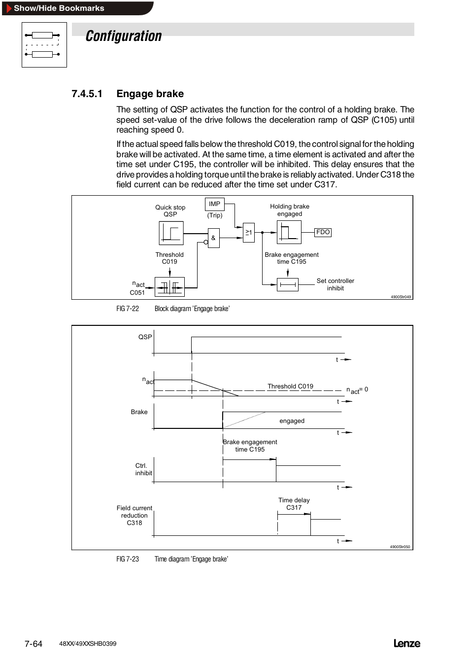1 engage brake, Configuration | Lenze EDS4900U-REG User Manual | Page 155 / 342