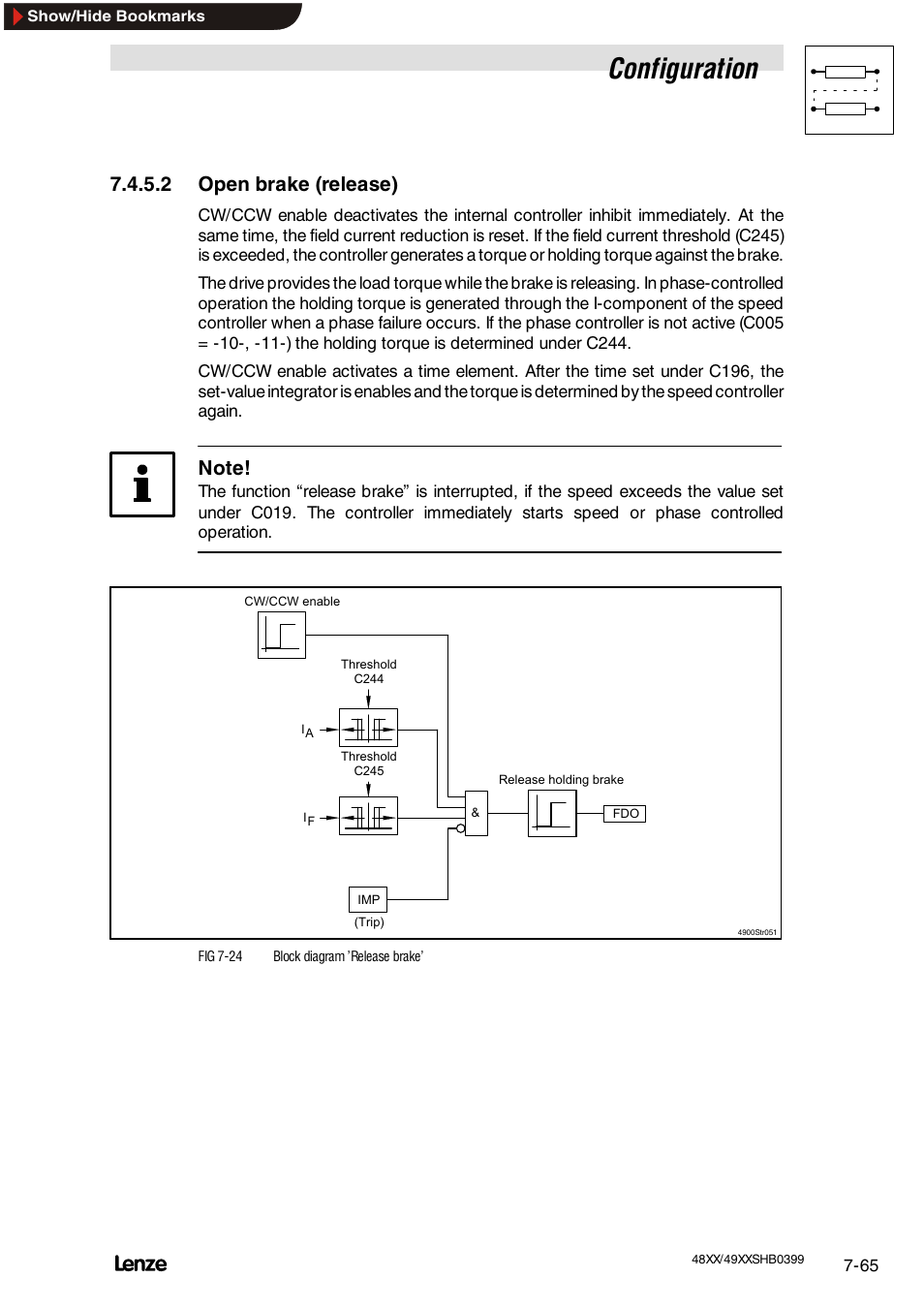 2 open brake (release), Configuration | Lenze EDS4900U-REG User Manual | Page 156 / 342