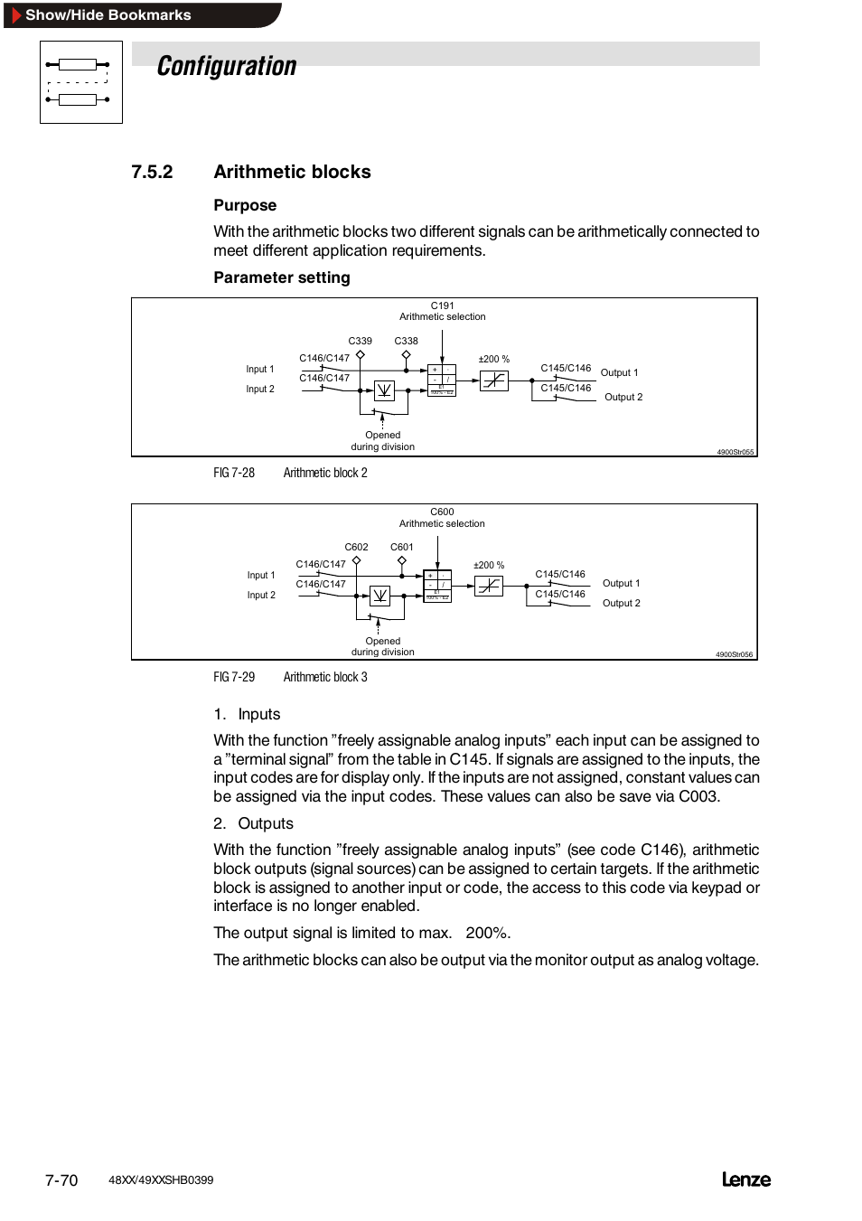 2 arithmetic blocks, Fixed set-value, Configuration | Lenze EDS4900U-REG User Manual | Page 161 / 342