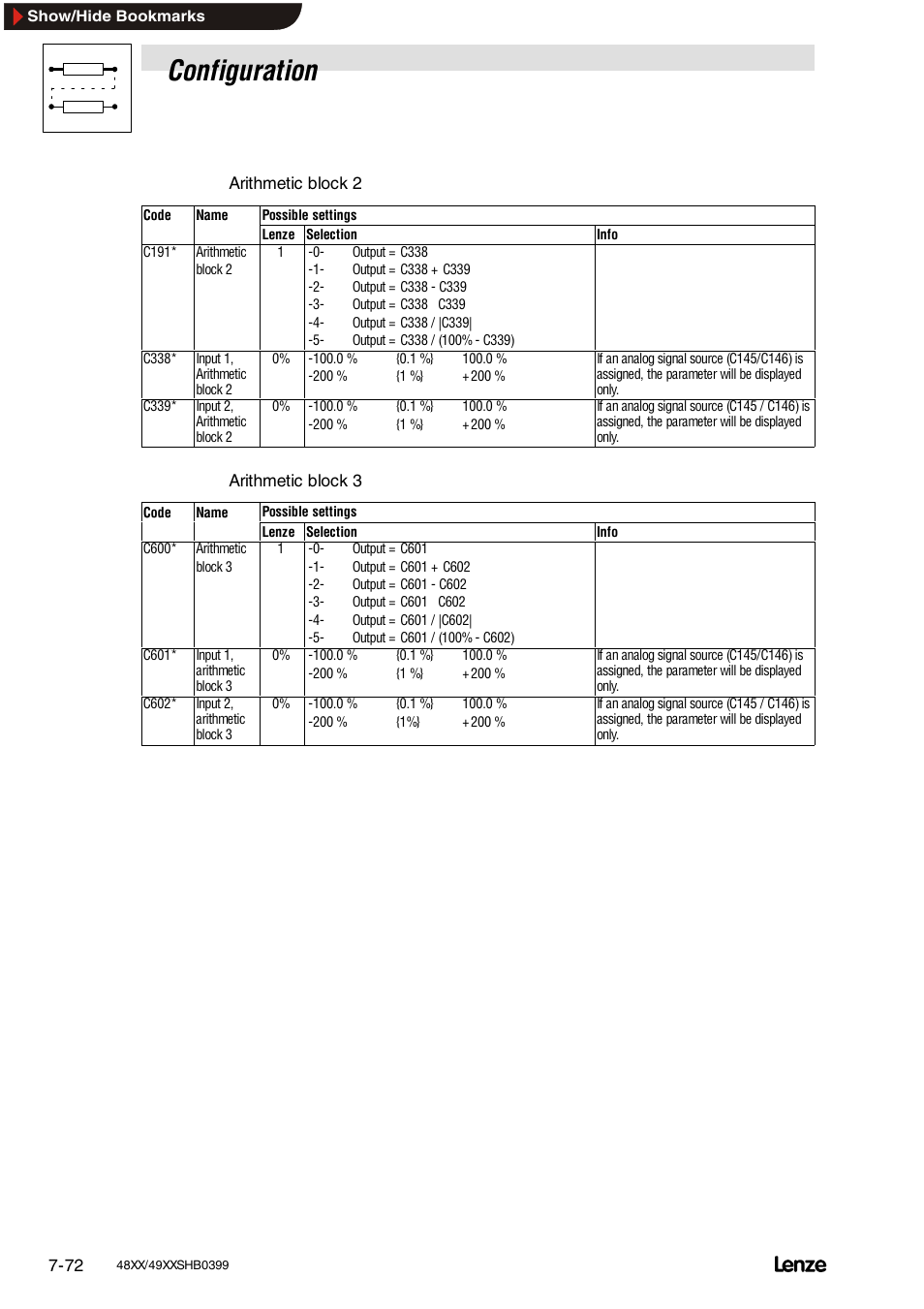 Limitation elements, Configuration | Lenze EDS4900U-REG User Manual | Page 163 / 342