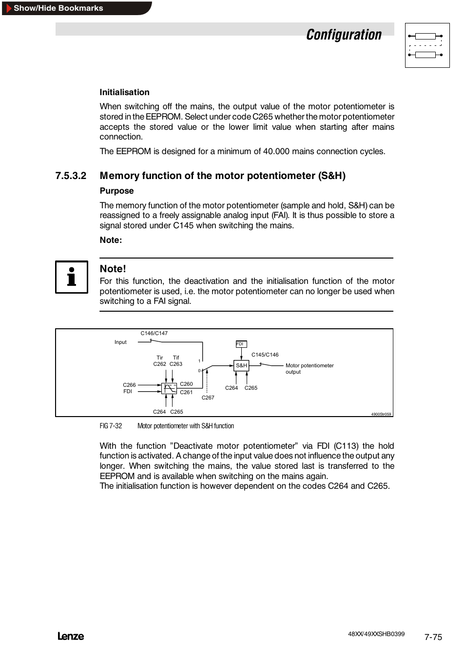 2 memory function of the motor potentiometer (s&h), Configuration | Lenze EDS4900U-REG User Manual | Page 166 / 342