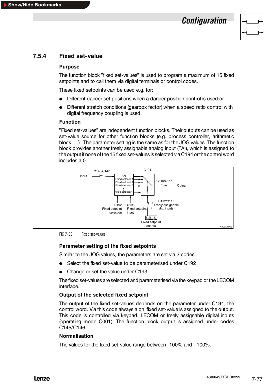 4 fixed set-value, Dead-band element, Configuration | Lenze EDS4900U-REG User Manual | Page 168 / 342